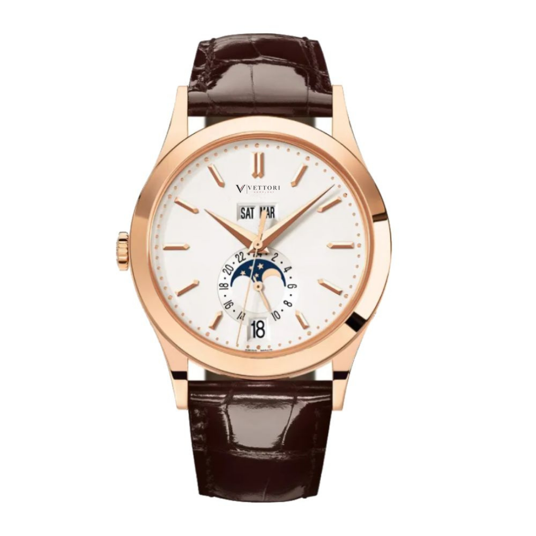 Vettori Annual Calendar 38mm – White Dial | Brown Leather Strap