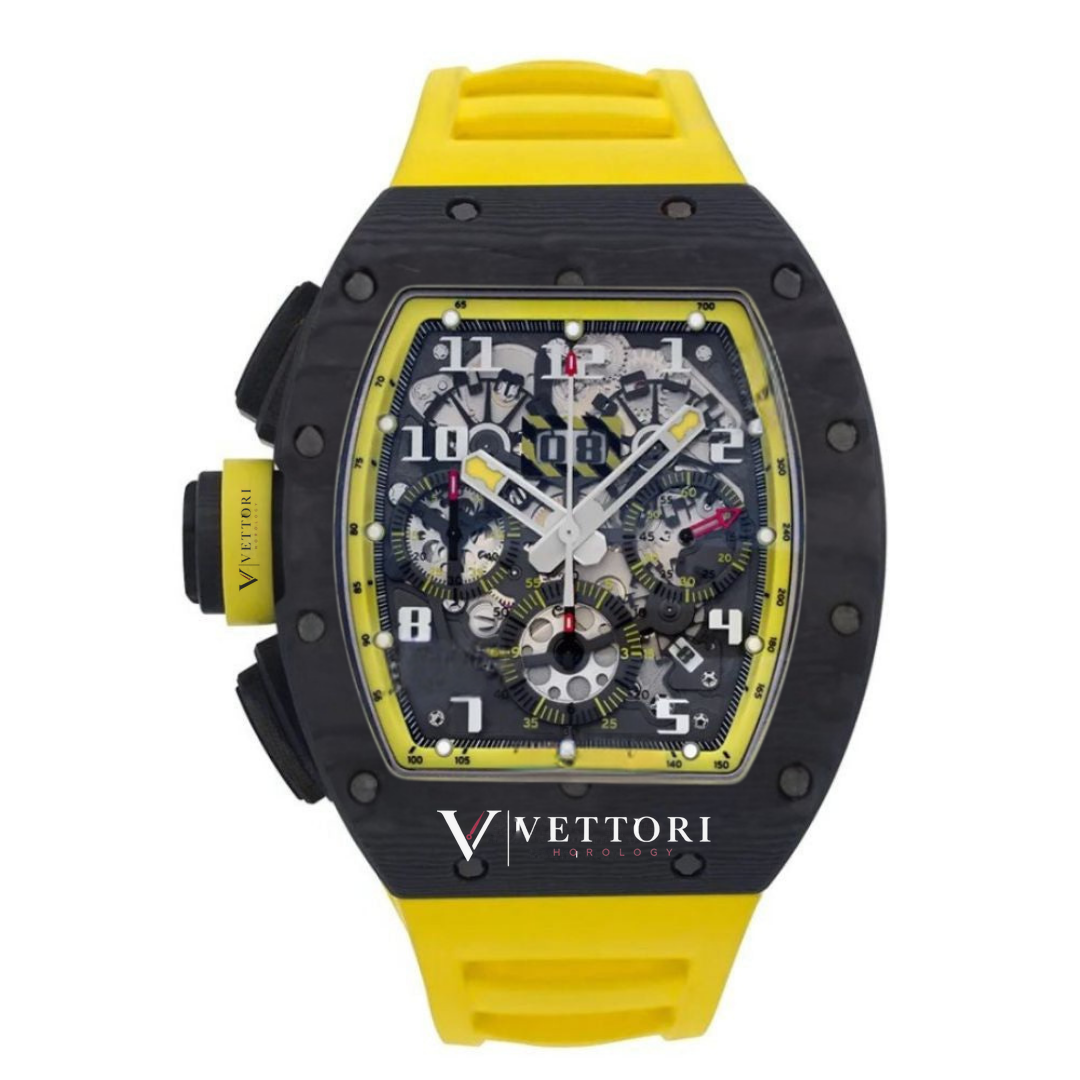 Vettori Skeleton Chronograph 44mm – Openworked Dial with Yellow Accents | Yellow Rubber Strap