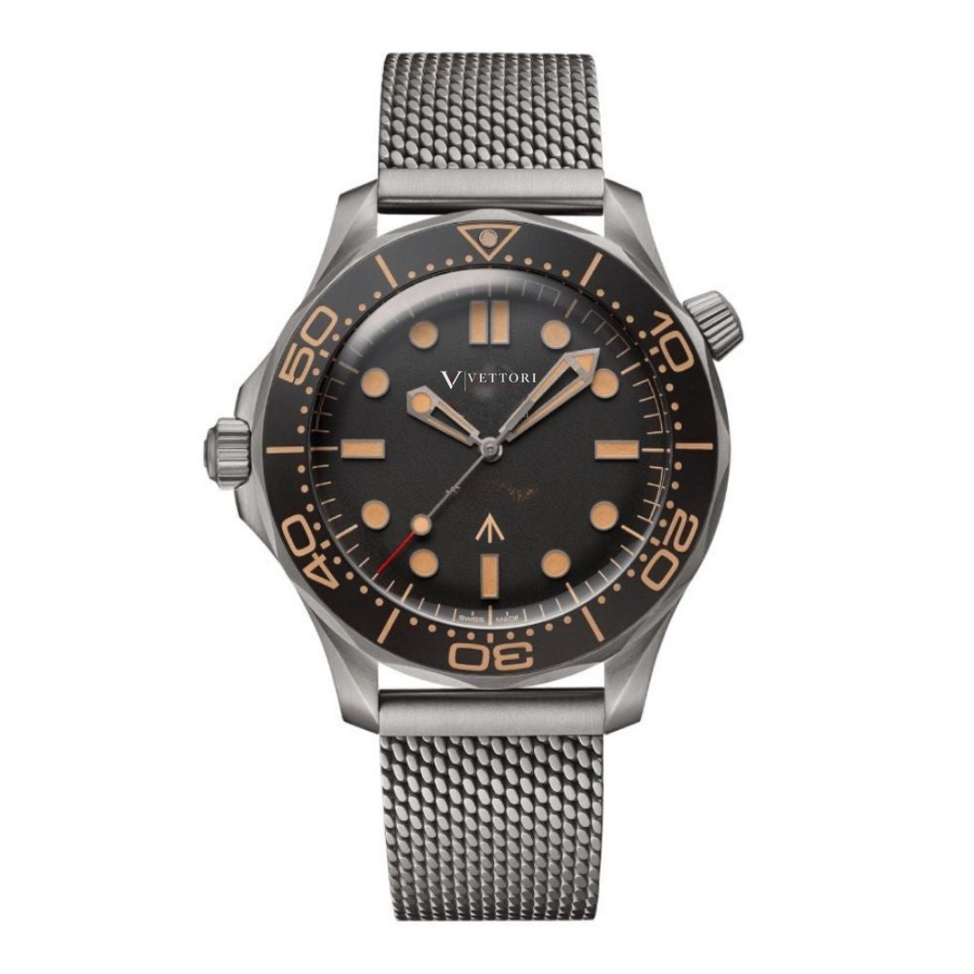 Vettori Tactical Diver 42mm – Black Vintage Dial