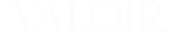 The word 'VALOR' is displayed in a very large, light gray serif font against a solid black background.